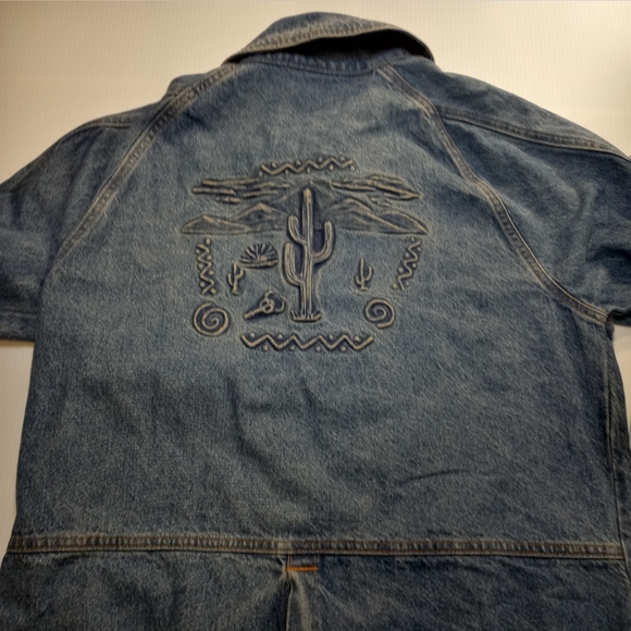 Vintage TYCA Wastland Embossed Denim Trench Jacket Sz Medium Made In USA - Picture 3 of 14